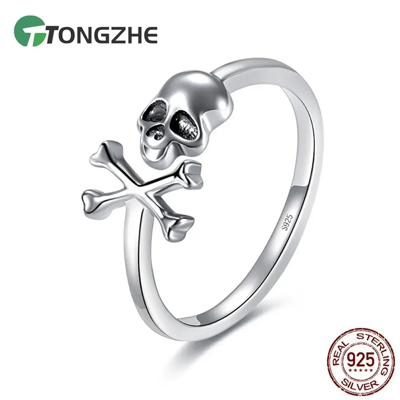 Gothic Skull Ring - TONGZHE 925 Sterling Silver Skull Rings