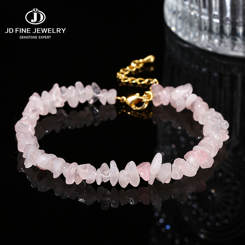Gemstone Bracelet Healing - JD Natural Pink Quartz Gravel Bead