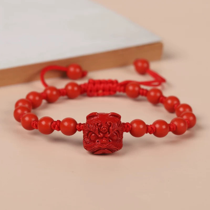 Genuine Red Cinnabar Lion Danc - đánh giá và giá Gemstone Bracelet Healing