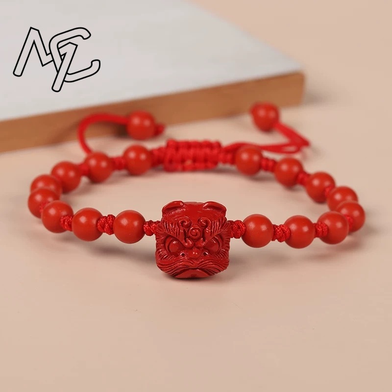 Genuine Red Cinnabar Lion Danc - đánh giá và giá Gemstone Bracelet Healing