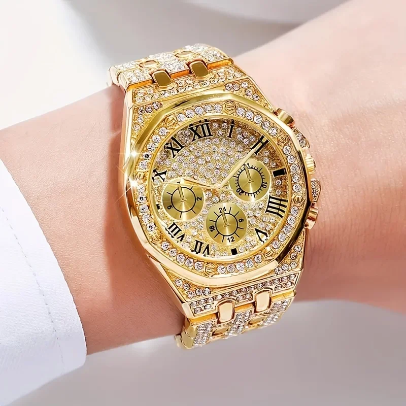 Luxury Octagonal Bezel Iced Qu - đánh giá và giá Icebox Jewelry Watches