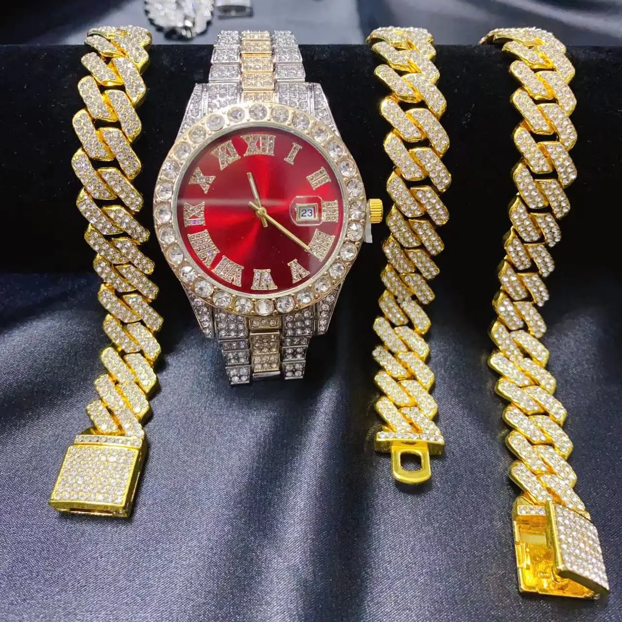 3PCS Hip Hop Calendar Watch Ne - đánh giá và giá Icebox Jewelry Watches