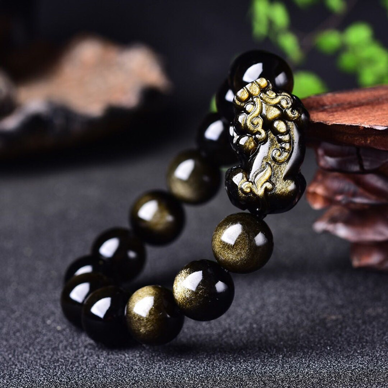 Natural Gold Obsidian Bracelet - đánh giá và giá Gemstone Bracelet Healing