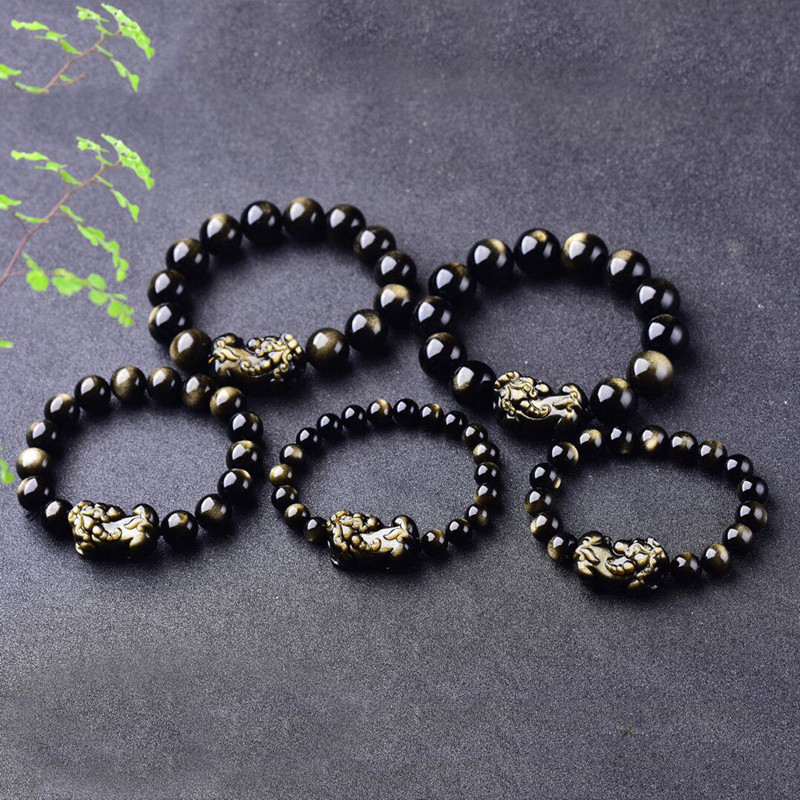 Natural Gold Obsidian Bracelet - đánh giá và giá Gemstone Bracelet Healing