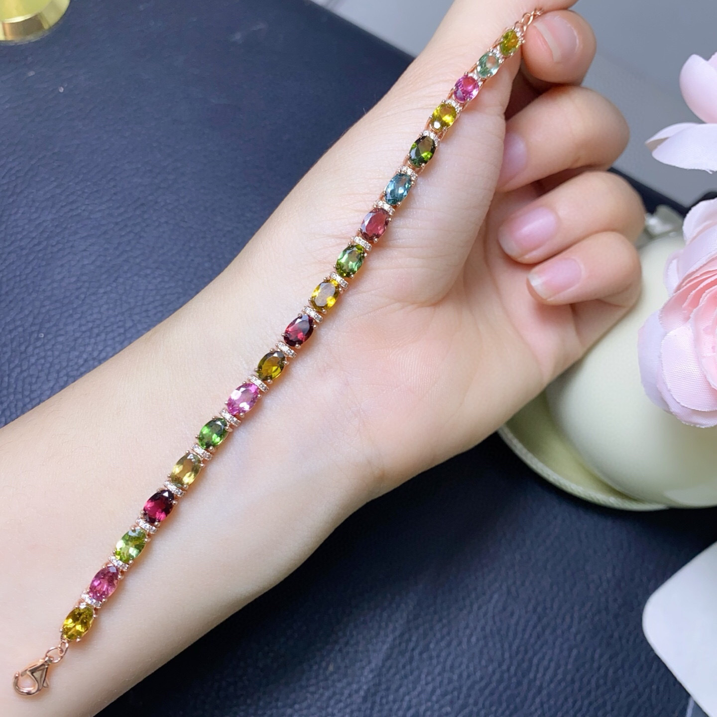 925 Silver Natural Tourmaline  - đánh giá và giá Gemstone Bracelet Healing