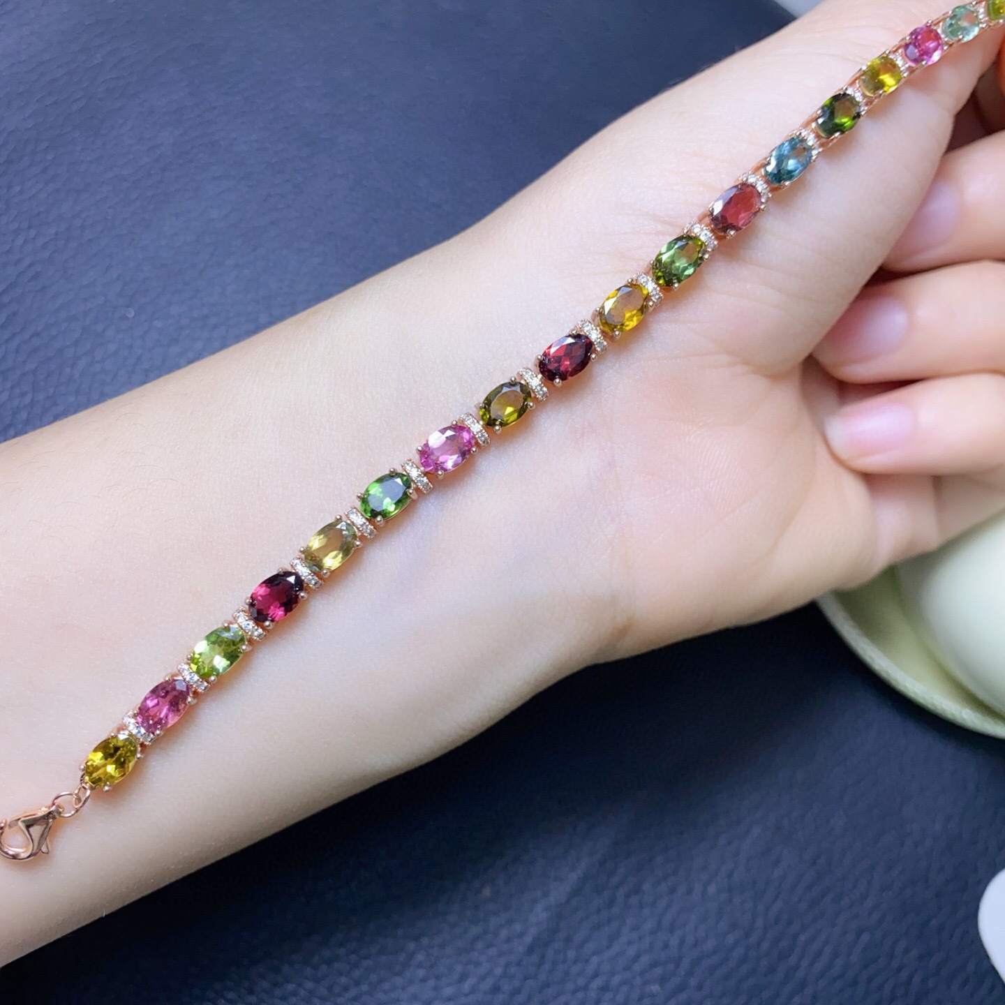 925 Silver Natural Tourmaline  - đánh giá và giá Gemstone Bracelet Healing
