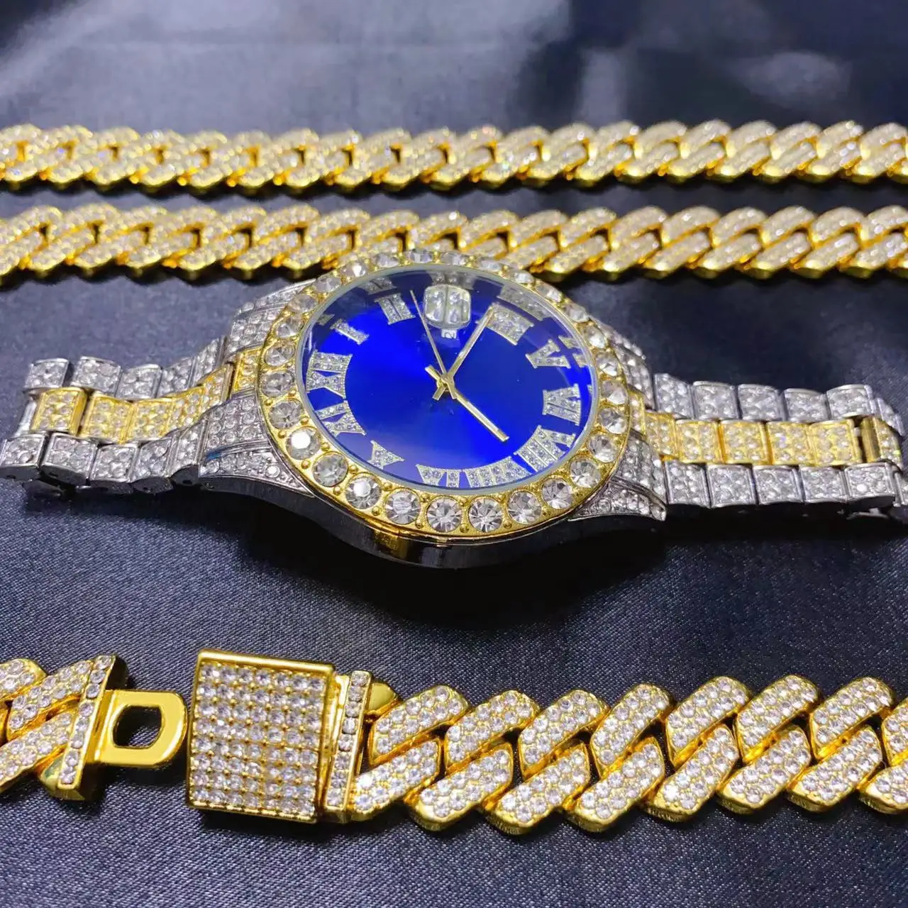 3PCS Hip Hop Calendar Luxury W - đánh giá và giá Icebox Jewelry Watches
