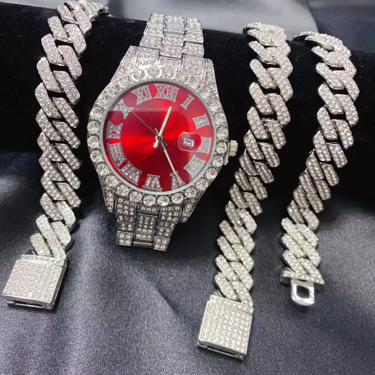 3PCS Hip Hop Calendar Luxury W - đánh giá và giá Icebox Jewelry Watches