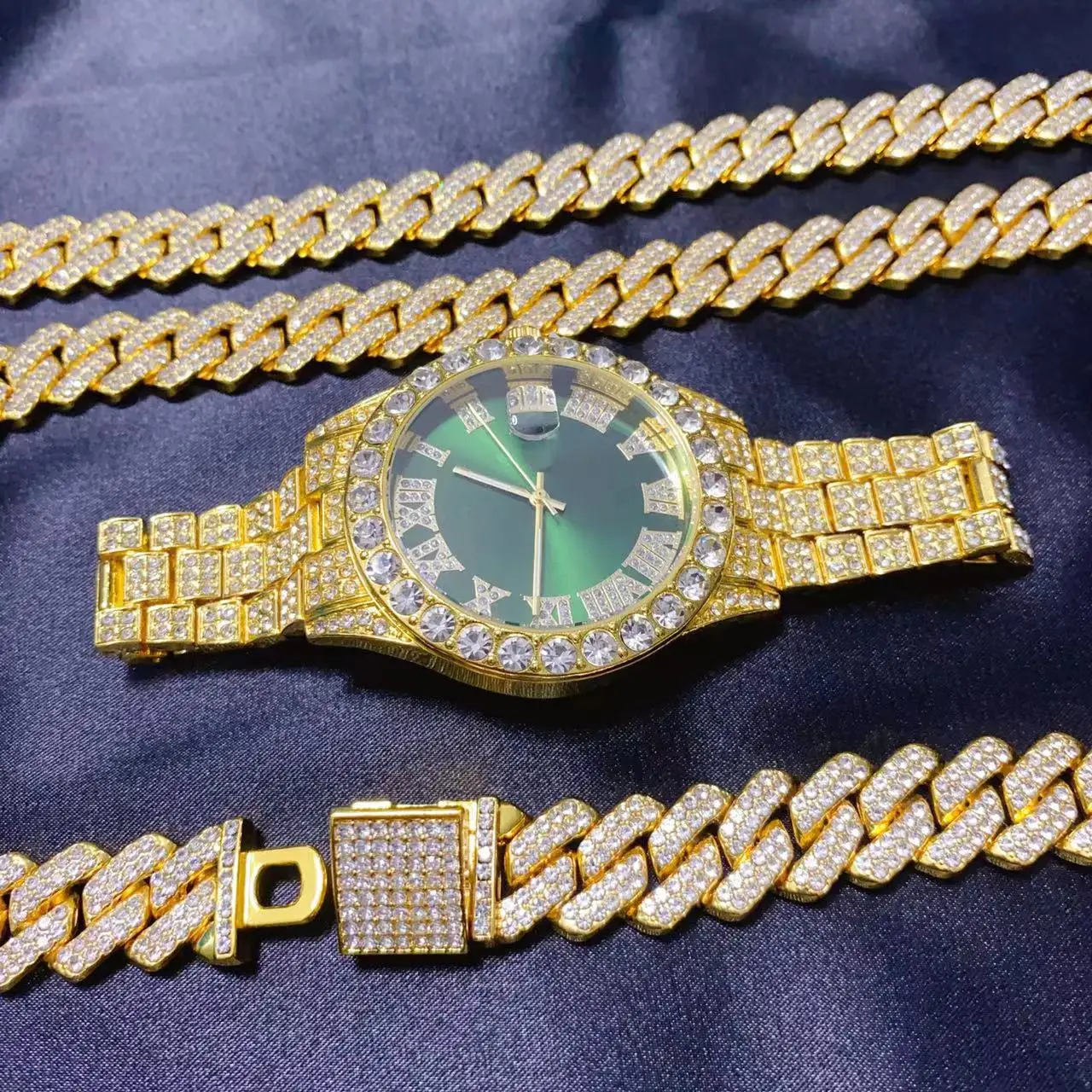 3PCS Hip Hop Calendar Luxury W - đánh giá và giá Icebox Jewelry Watches